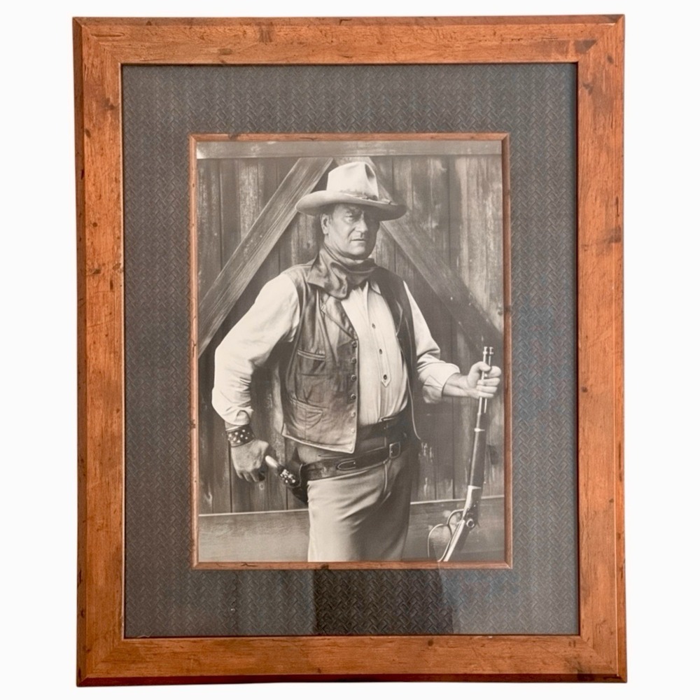 John Wayne Framed Black and‎ White Photograph Iconic Cowboy Western Portrait